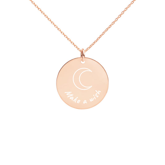 Colgante círculo Luna grabado en oro rosa 18k - HOY ESTOY ZEN 