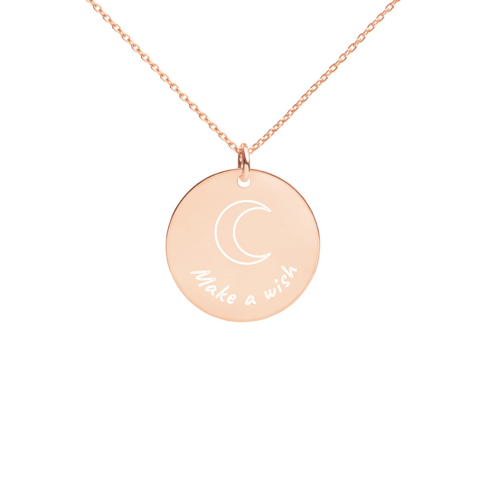 Colgante círculo Luna grabado en oro rosa 18k - HOY ESTOY ZEN 